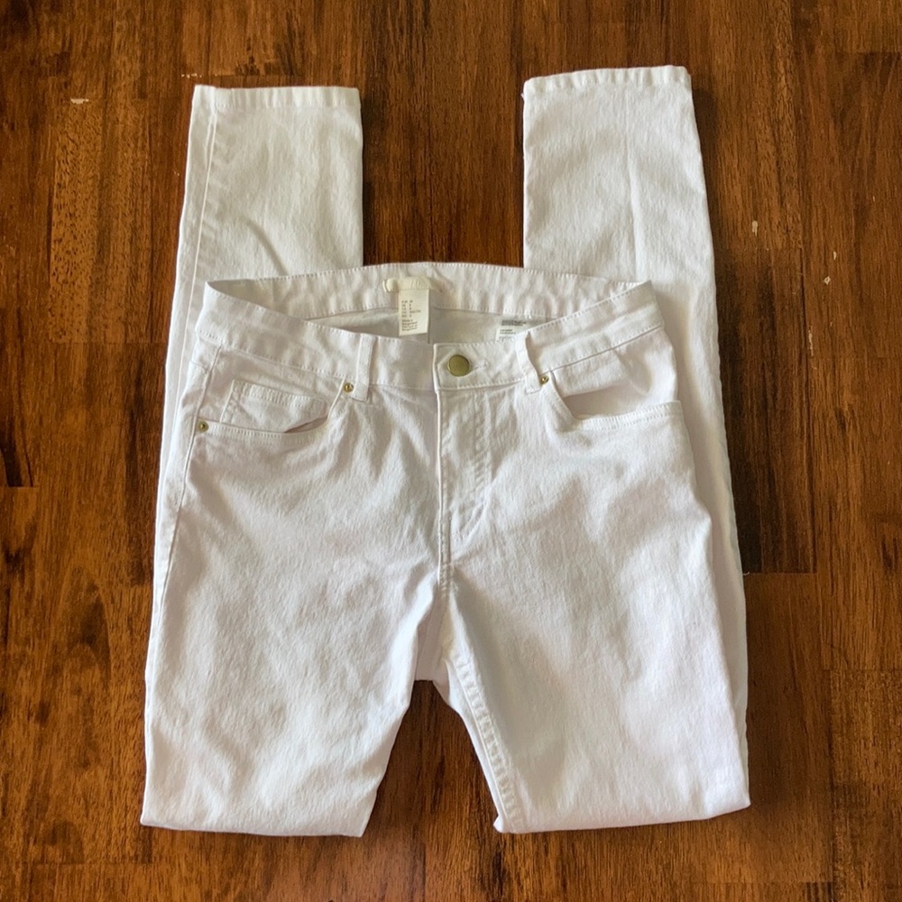 H&M High Rise Jeans Jeggings Skinny White Size 8 Mom Pants Casual Everyday